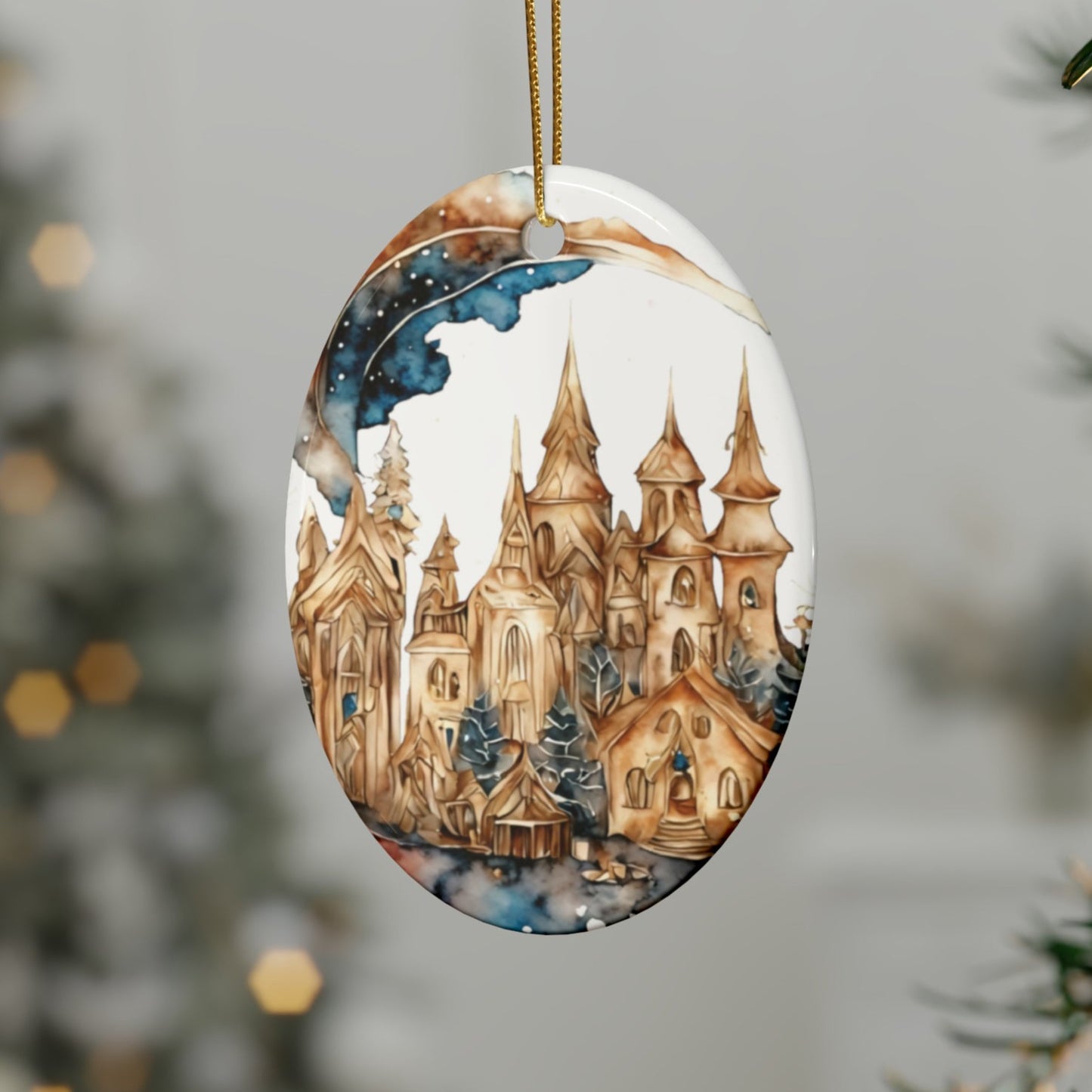 Idyllic Fantasy Christmas Scene | Ceramic Ornaments (1pcs, 5pcs, 10pcs, 20pcs) - 19