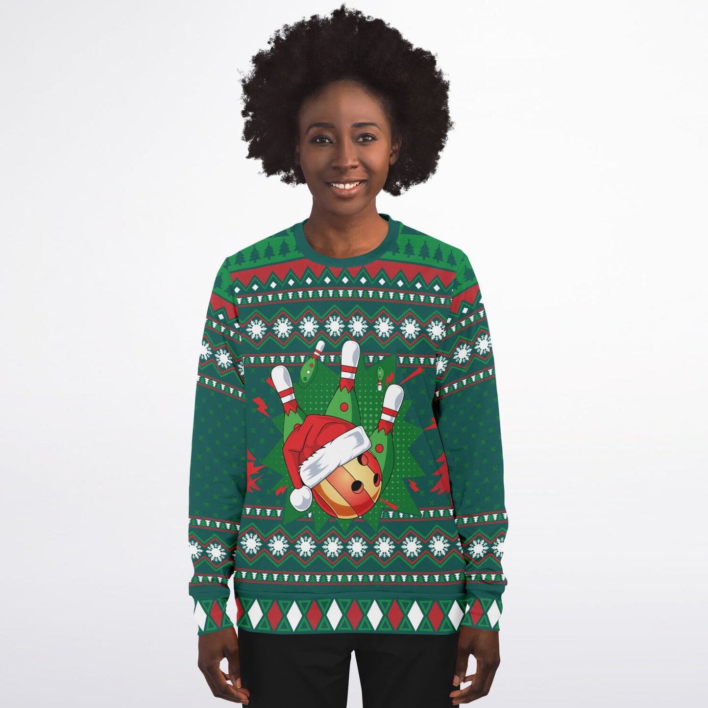 Bowling Christmas Ugly Sweater - Athletic Sweatshirt