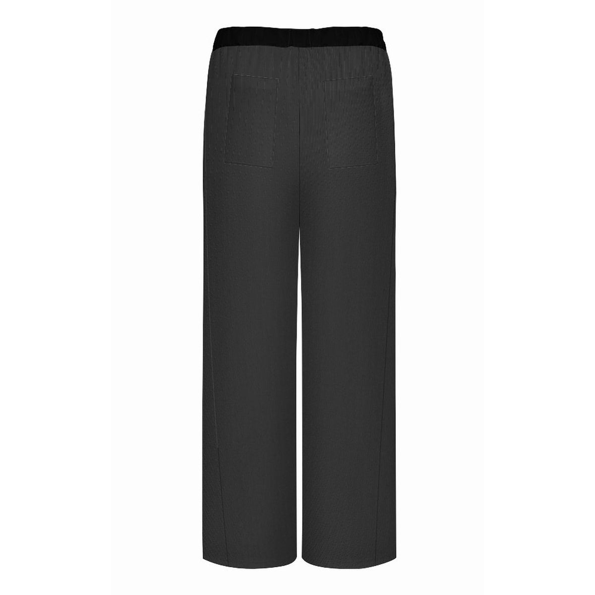 Charcoal Gray Faux Corduroy Wide-Leg Crop Pants for Women