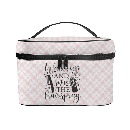 Wake Up & Smell The Hairspray - Pink Buffalo Print Cosmetics Bag