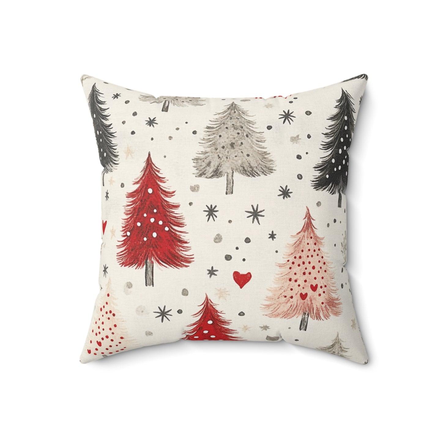 Vintage Christmas Trees - Spun Polyester Square Cushion & Case 14x14"
