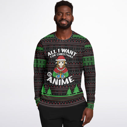 All I want for Christmas is Anime Ugly Christmas Sweater - Athletic Sweatshirt