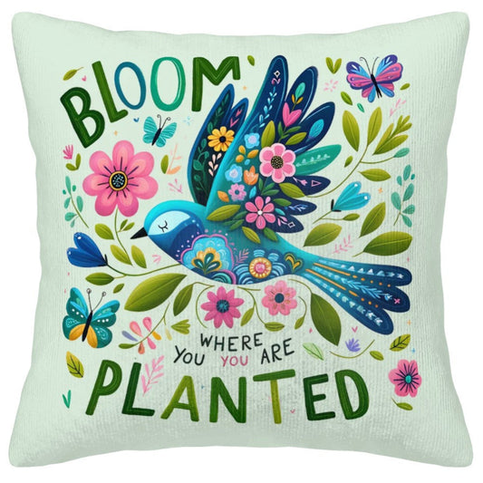 Bloom Where You Are Planted - Corduroy Throw Pillow Covers (Double-Sided Design)