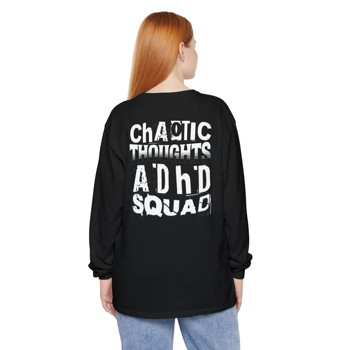 ADHD SQUAD | Unisex Garment-Dyed Long Sleeve Tee - Chaotic Thoughts That Are Constantly Fading Away
