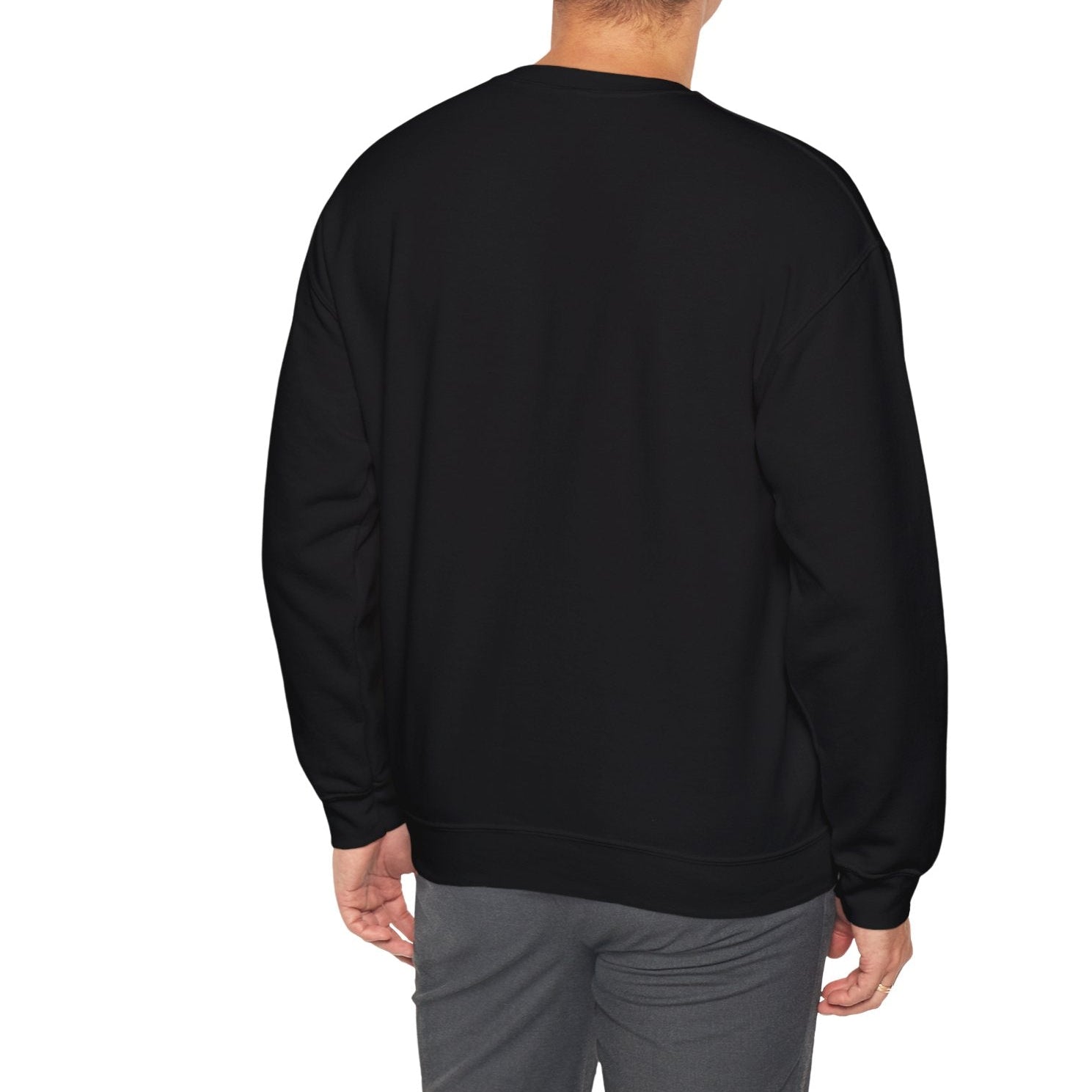 Man wearing a black sweatshirt on a white background