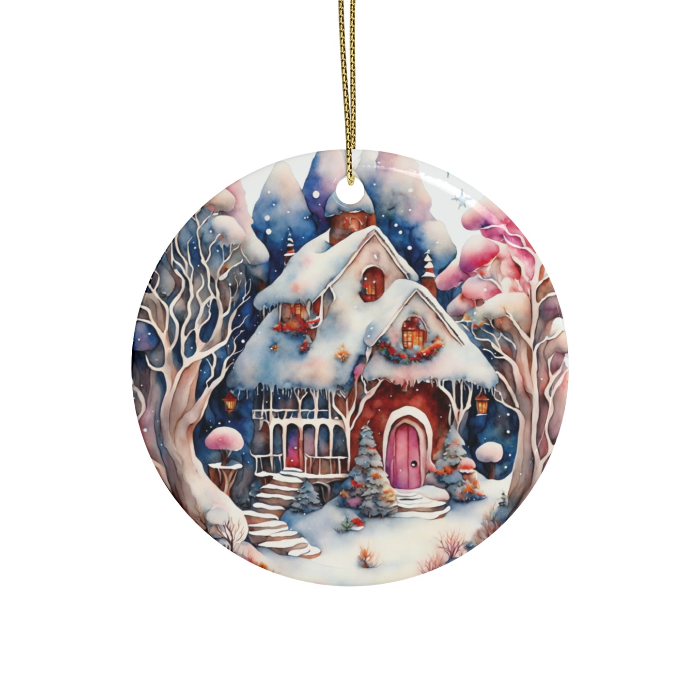 Idyllic Fantasy Christmas Scene | Ceramic Ornaments (1pcs, 5pcs, 10pcs, 20pcs) - 24
