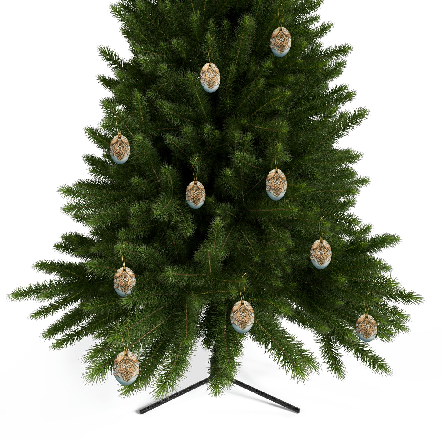 Gold and Blue Ceramic Christmas Ornaments (1pcs, 5pcs, 10pcs, 20pcs)