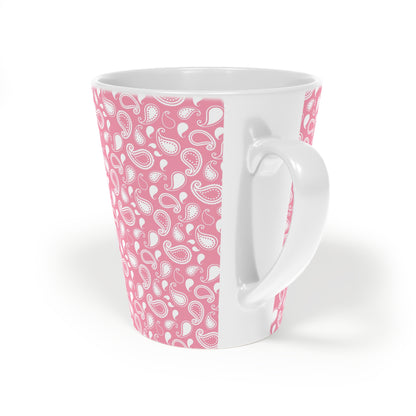 Pink Paisley Ceramic Latte Mug, 12oz