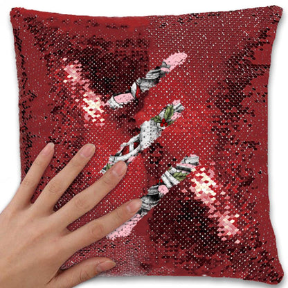 Candy Canes and Bones – Festive Goth Christmas Sequin Pillowcase – Soft, Durable, and Elegant Home Décor