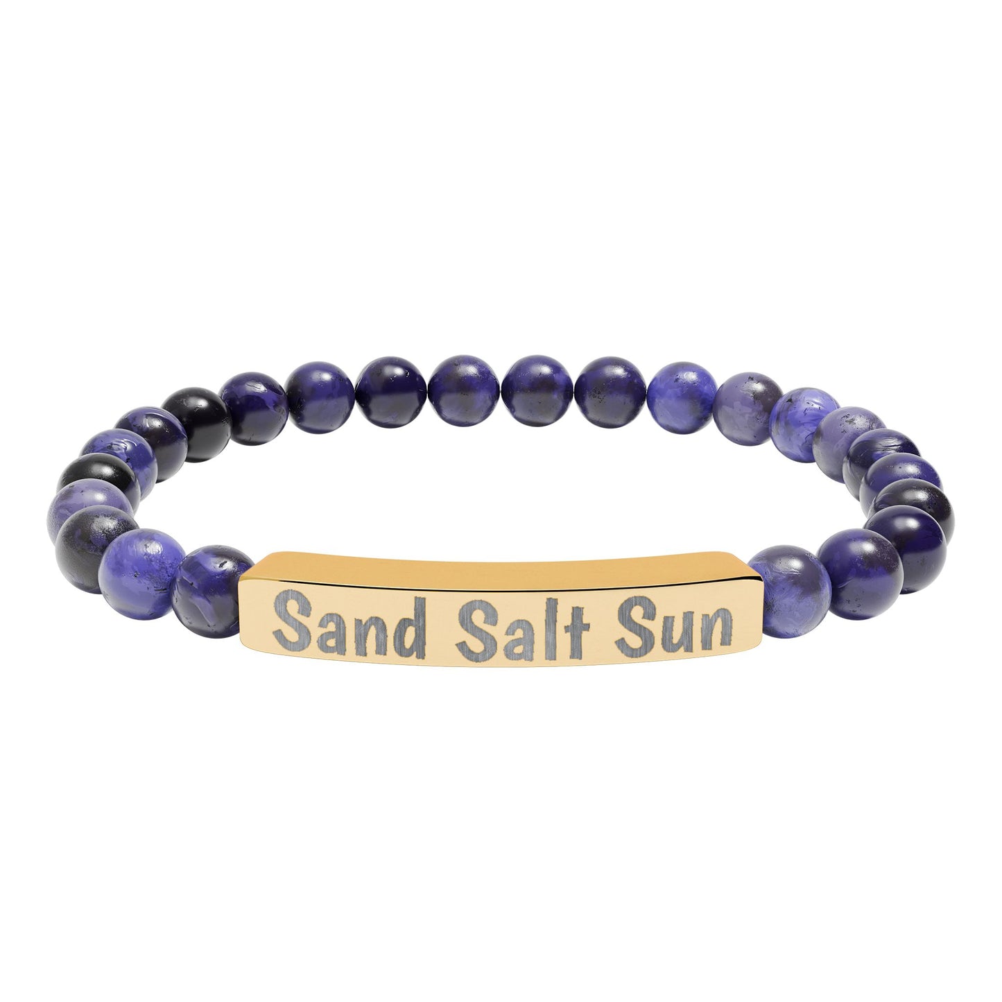 Personalized & Engraved Natural Stone Stretch Bar Bracelet
