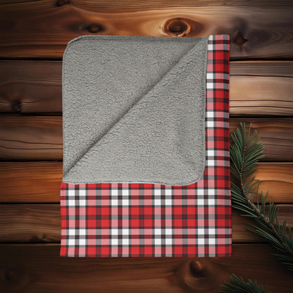 Red Cape Breton Tartan - Fleece Sherpa Blanket in 2 Sizes