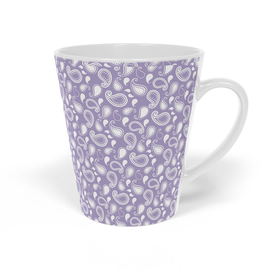 Purple Paisley Ceramic Latte Mug, 12oz