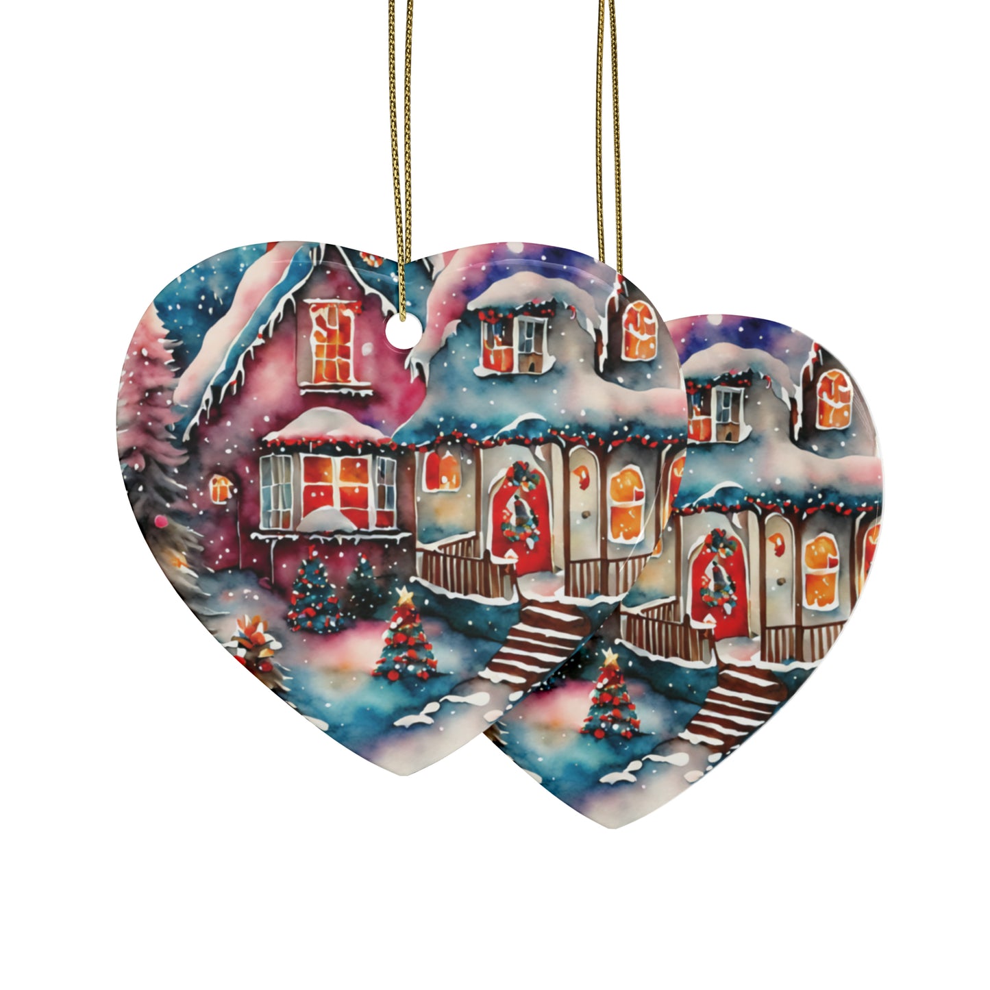 Idyllic Fantasy Christmas Scene | Ceramic Ornaments (1pcs, 5pcs, 10pcs, 20pcs) -16