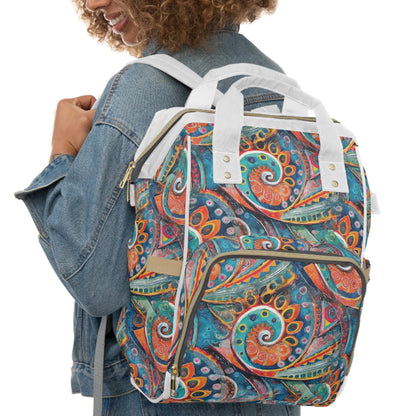 Boho Paisley Multifunctional Diaper Backpack