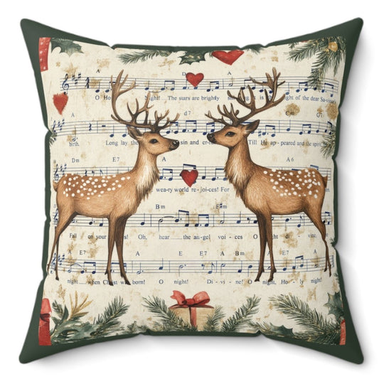 O Holy Night Christmas Deer - Faux Suede Square Pillow 14x14"