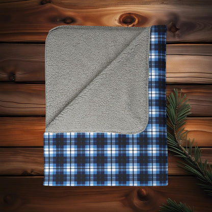 Blue Canadian Tartan - Fleece Sherpa Blanket in 2 Sizes