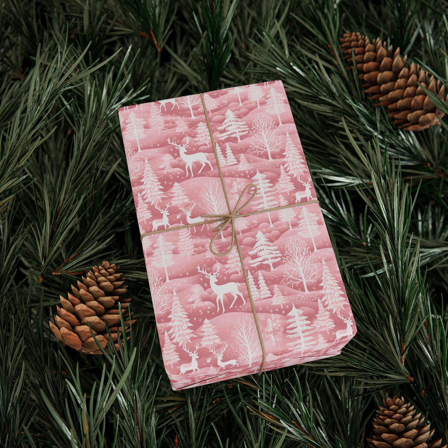 Pink Christmas Reindeer - Custom Wrapping Paper