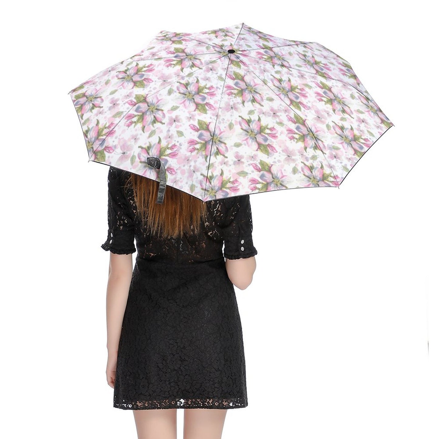 Apple Blossoms | Auto Umbrella with Black Underside