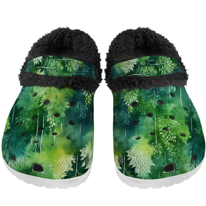 Lost In The Forest - Lined Slip-On Clog Slippers