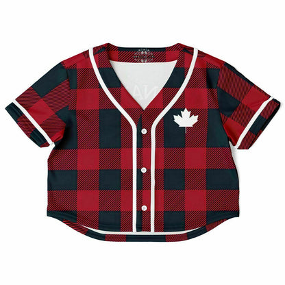 Canada The True North RED Plaid Cropped Baseball Jersey