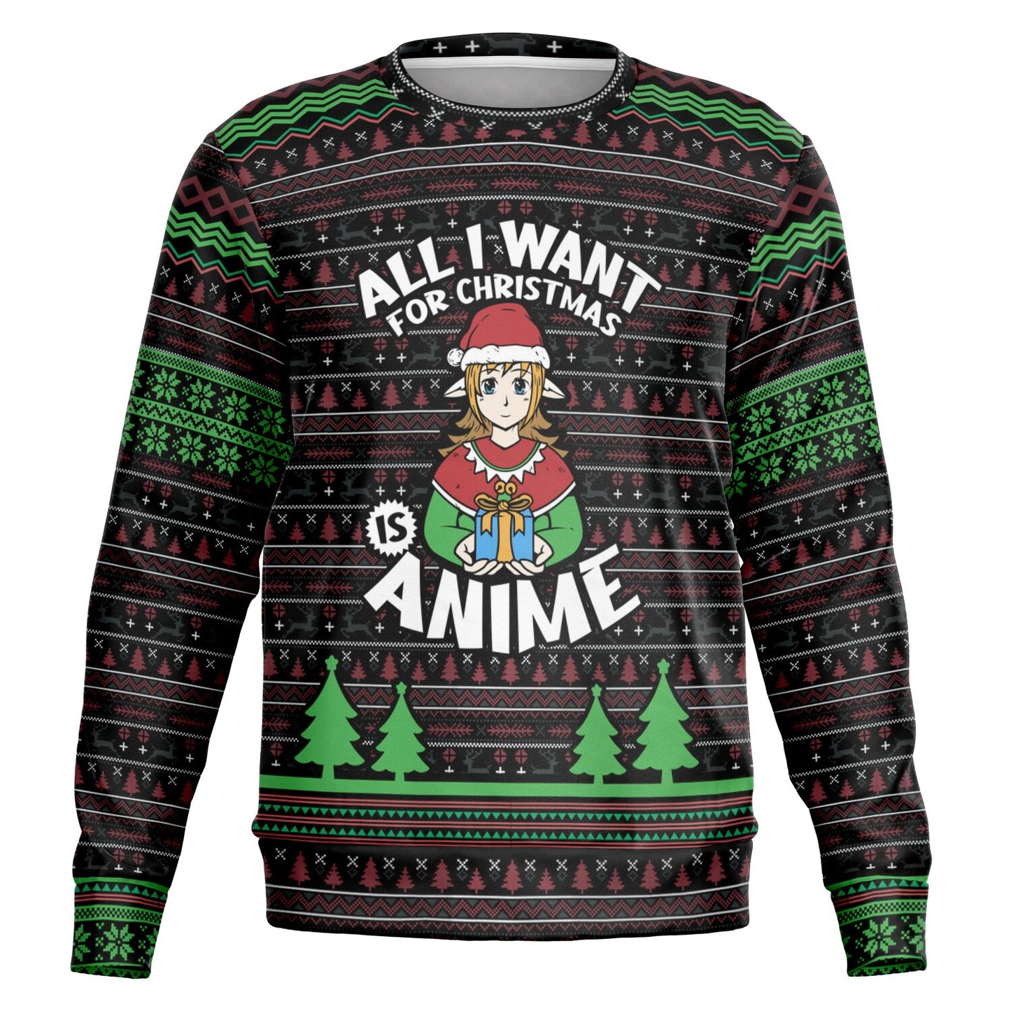 All I want for Christmas is Anime Ugly Christmas Sweater - Athletic Sweatshirt