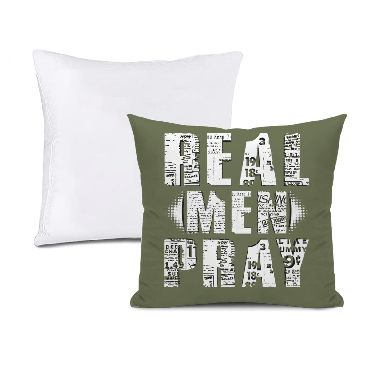 Cushion cover + pillow core (the same double-sided)｜Polyester - Real Men Pray - WHITE