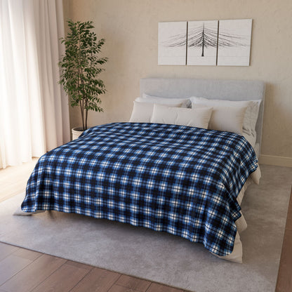 Blue Canadian Tartan - Fleece Sherpa Blanket in 2 Sizes