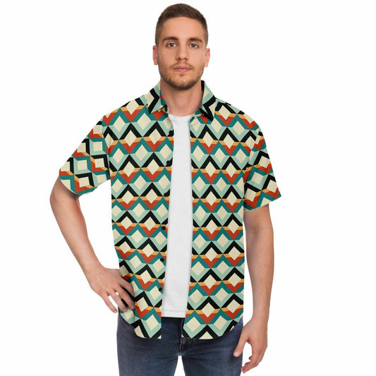 Retro Diamonds Short Sleeve Button Down Shirt