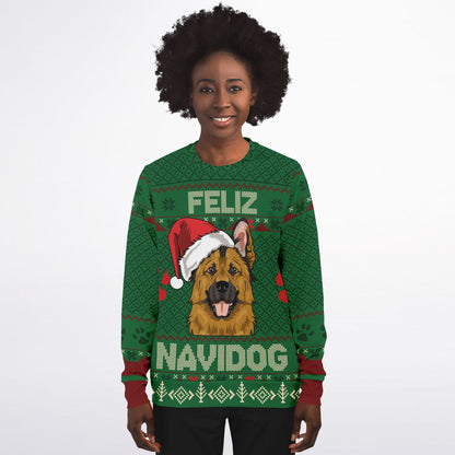 Feliz Navidog Ugly Christmas Sweater - Fashion Sweatshirt  German Shepherd Lover