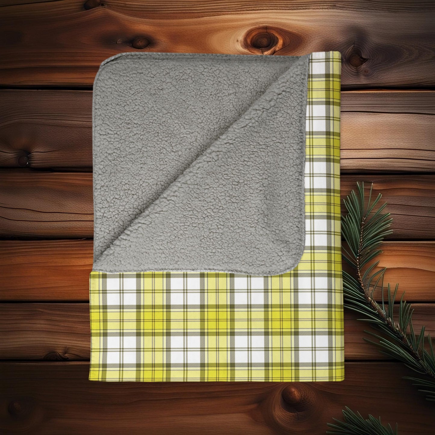 Yellow Alberta Dress Tartan - Fleece Sherpa Blanket in 2 Sizes