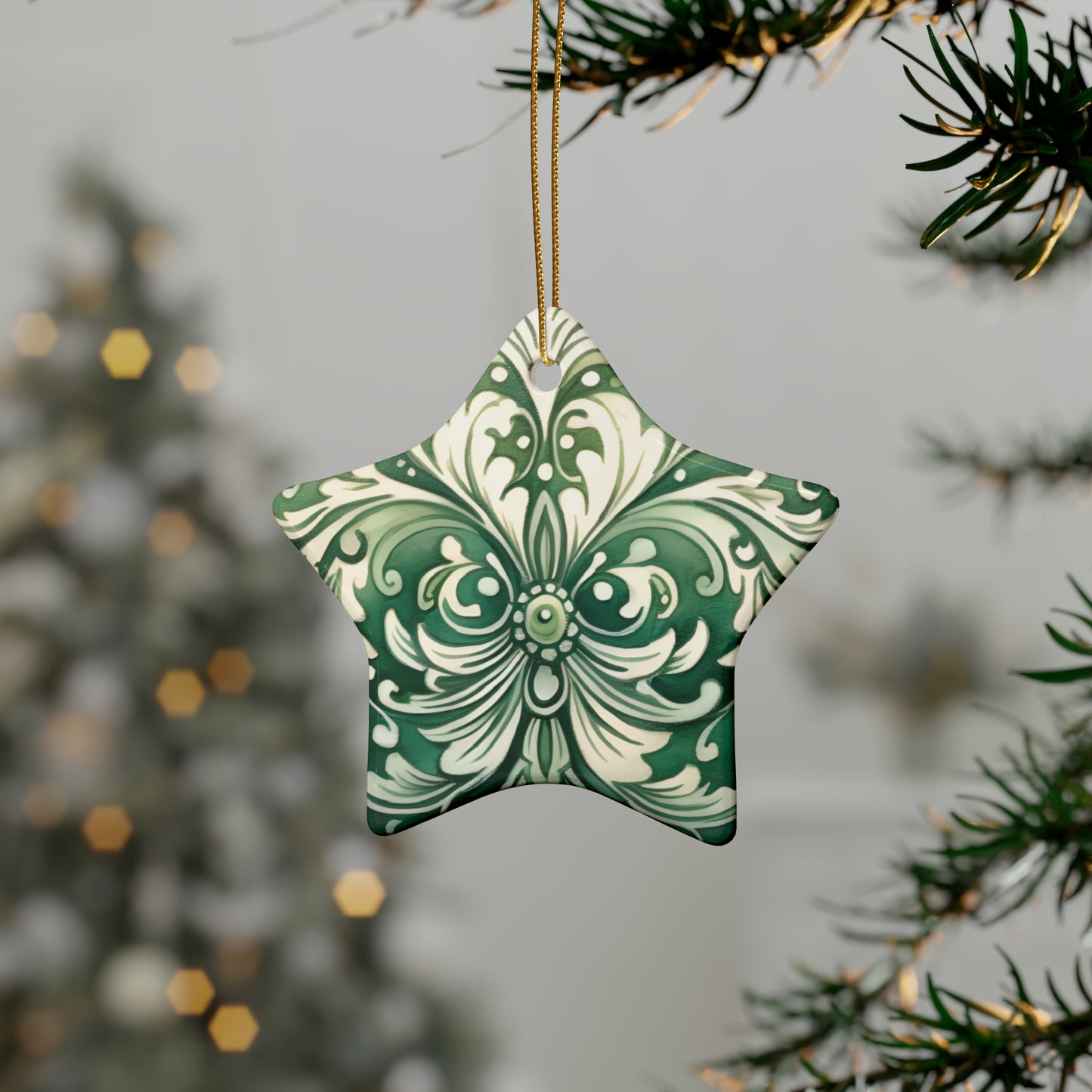 Green Swirl Ceramic Christmas Ornaments (1pcs, 5pcs, 10pcs, 20pcs)