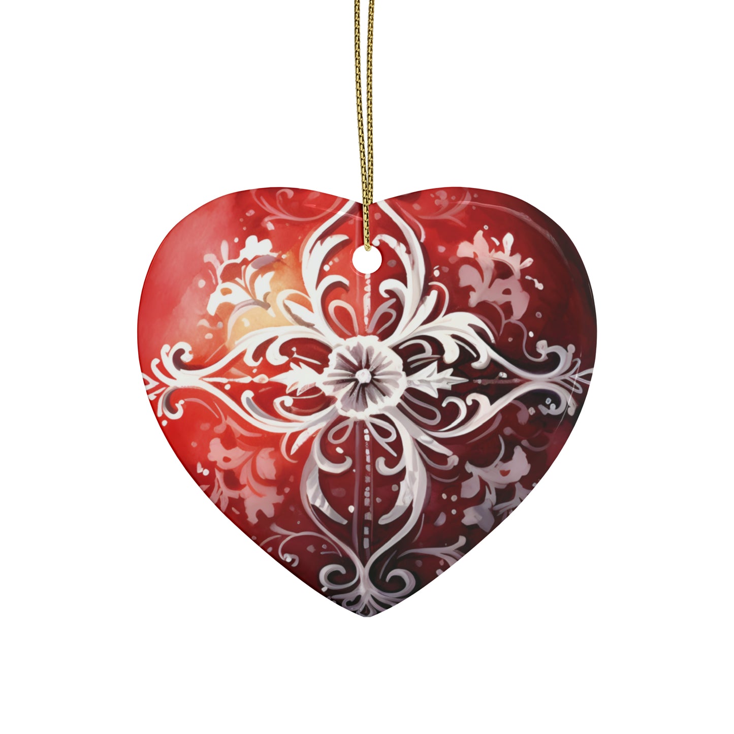 Red & White Swirls Ceramic Christmas Ornaments (1pcs, 5pcs, 10pcs, 20pcs)