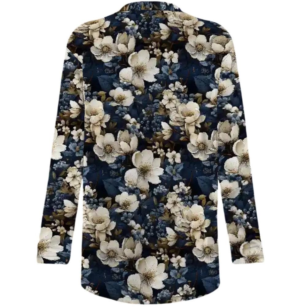 Wintery Florals - Women's Long-Sleeved Cardigan with Pockets - Soft, Stretchy & Stylish