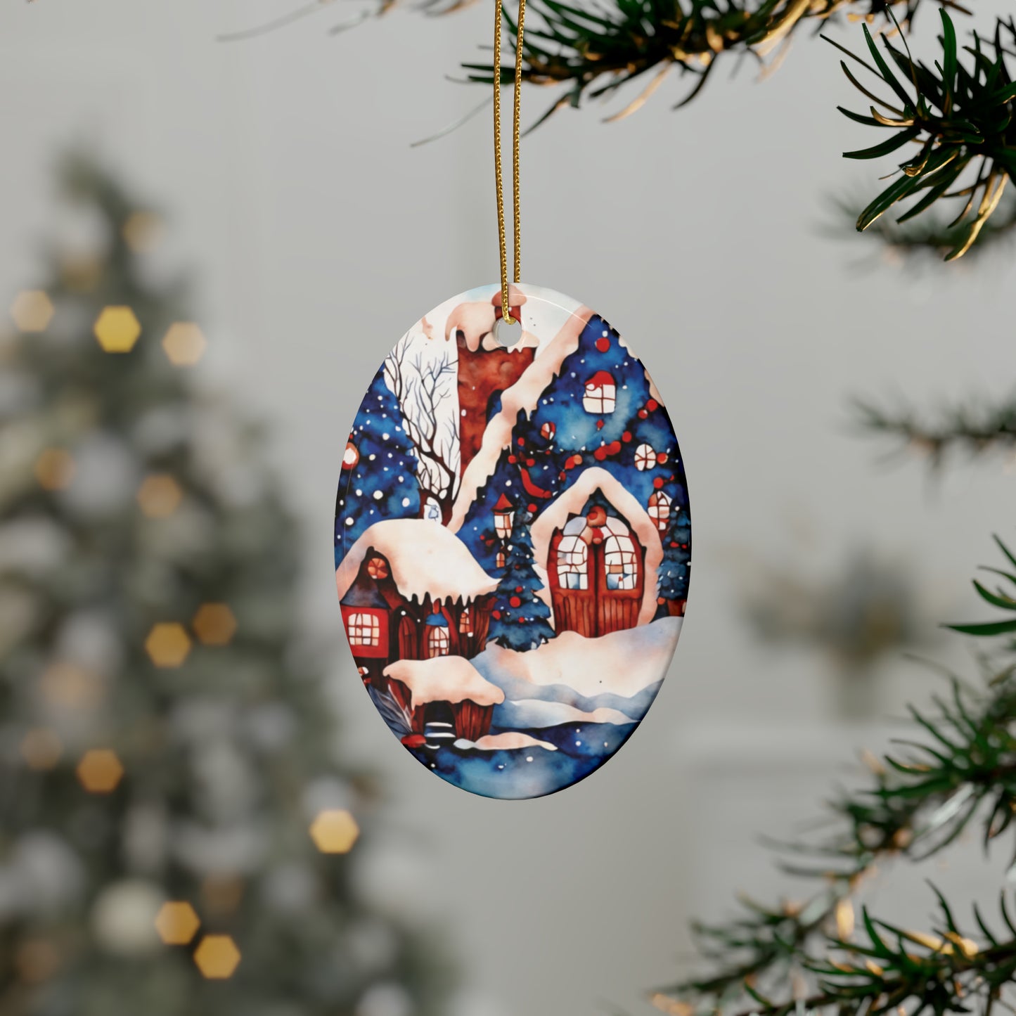 Idyllic Fantasy Christmas Scene | Ceramic Ornaments (1pcs, 5pcs, 10pcs, 20pcs) - 20