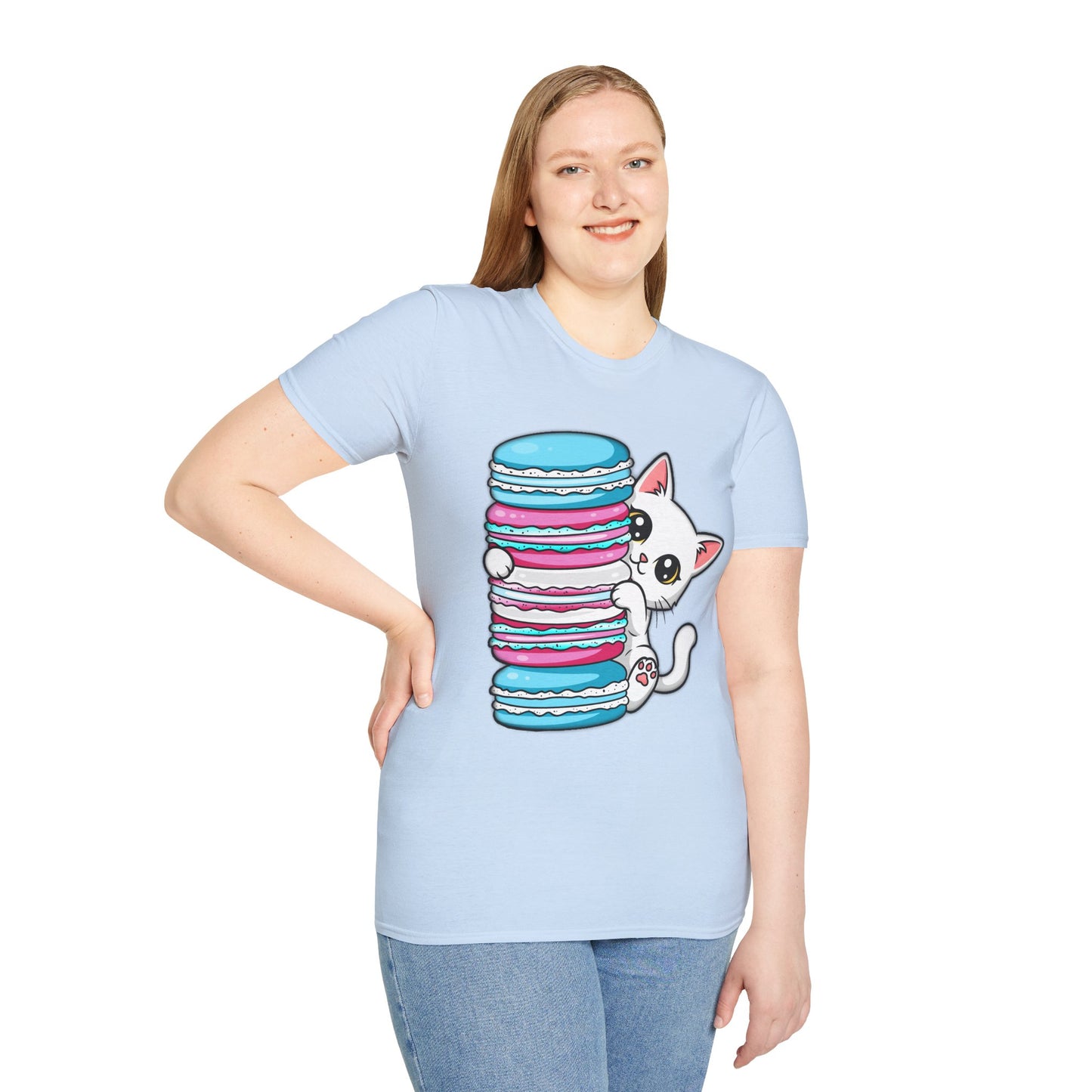 Peeking Kitten | Unisex Softstyle T-Shirt - Trans Flag Macaroons