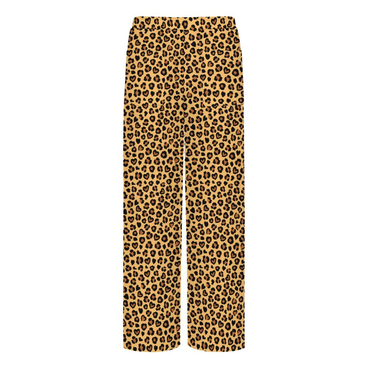 Heart Leopard Print | Women's Straight Wide-Leg Crop Pants