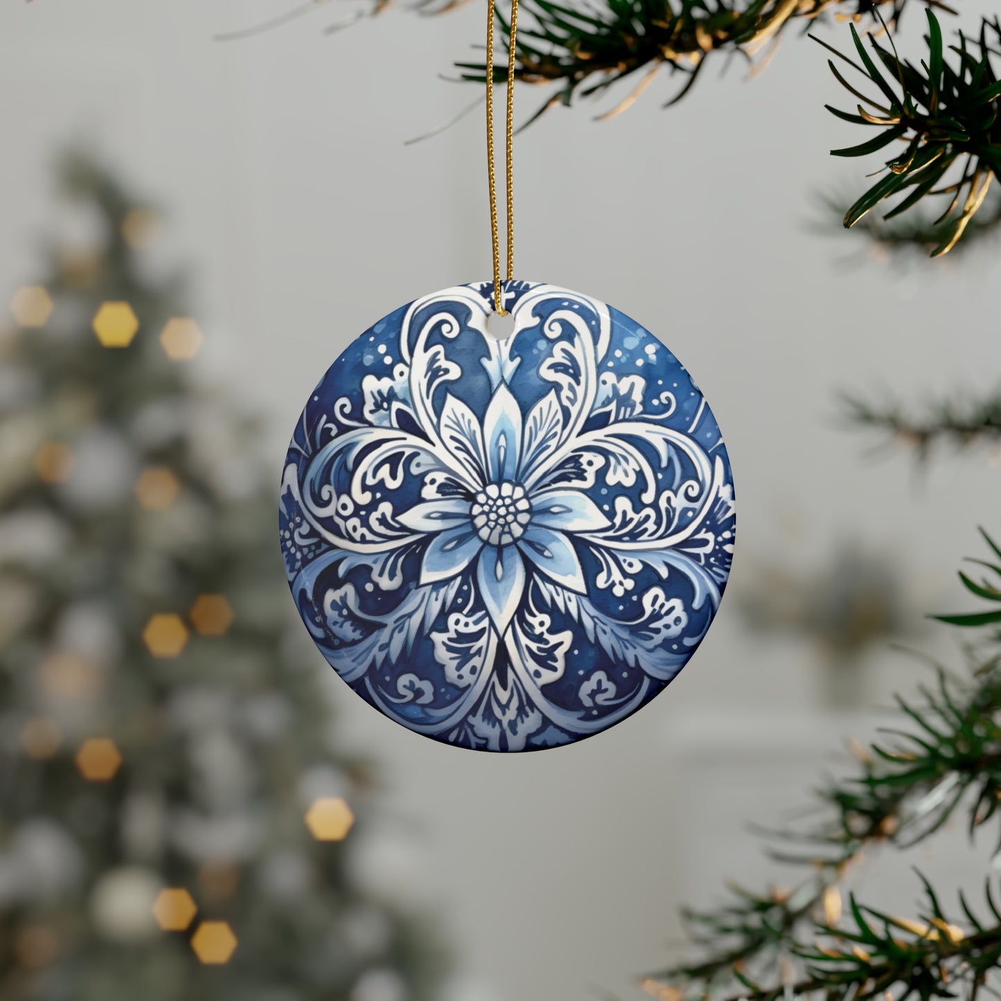 Blue Swirl Ceramic Christmas Ornament (1pcs, 5pcs, 10pcs, 20pcs)