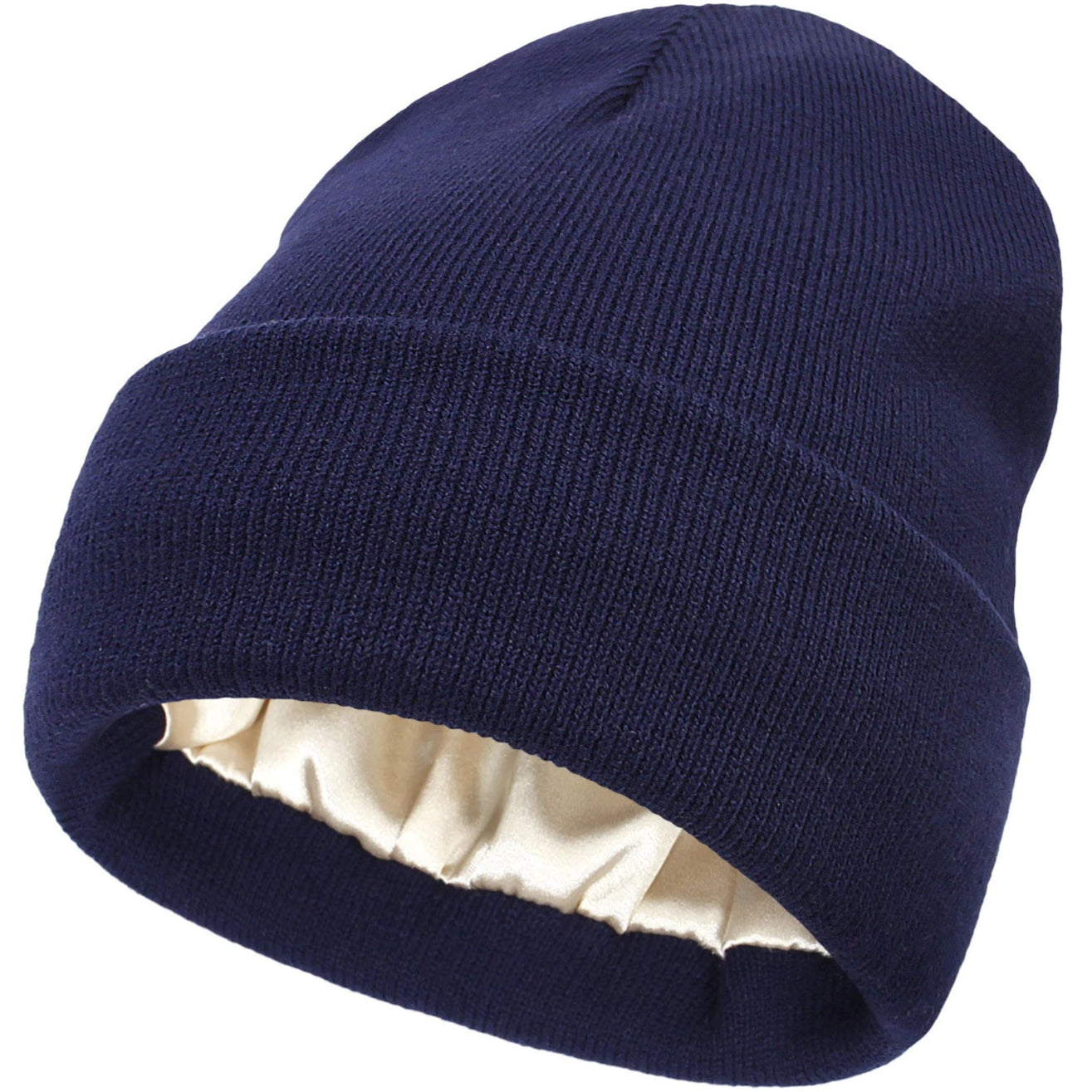 Satin Lined Knitted Toque Beanie – Curly & Dry Hair Protection