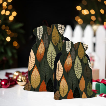 Nature-Inspired Leaf Motif Drawstring Gift Bags