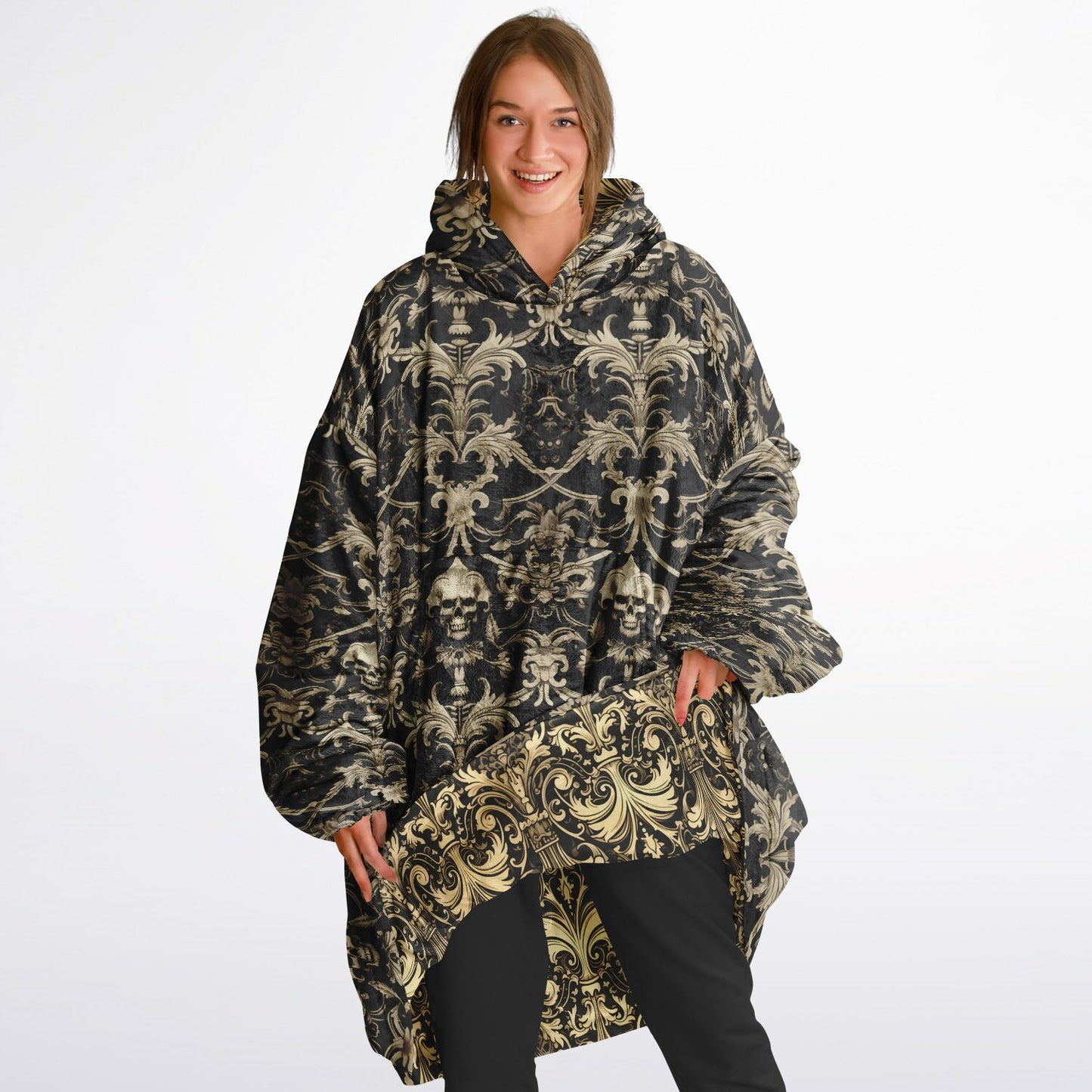 Reversible Gothic Snug Hoodie - Unique Print on Both Sides