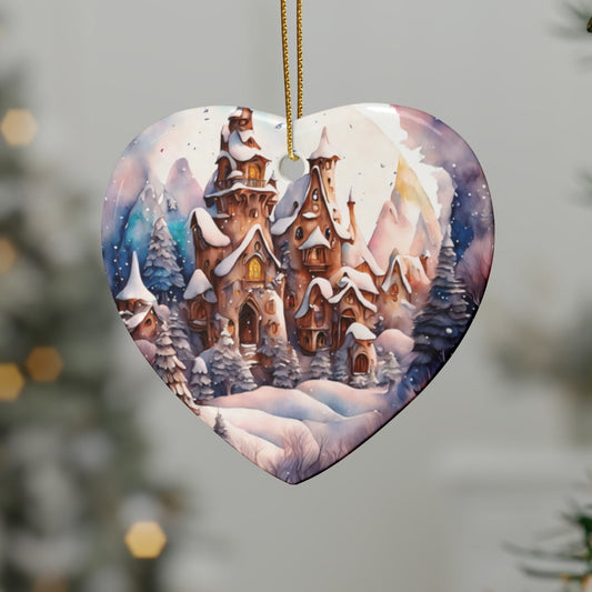 Idyllic Fantasy Christmas Scene | Ceramic Ornaments (1pcs, 5pcs, 10pcs, 20pcs) - 6