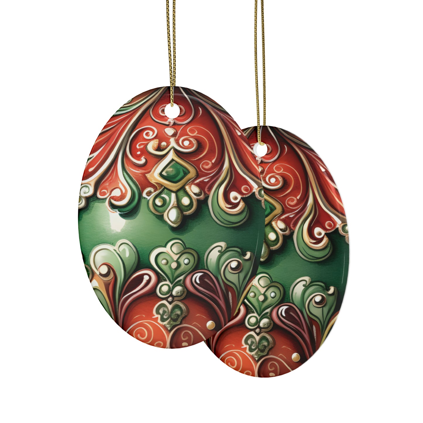 Red & Green Emerald Ceramic Christmas Ornaments (1pcs, 5pcs, 10pcs, 20pcs)