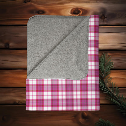 Pink Alberta Dress Tartan - Fleece Sherpa Blanket in 2 Sizes