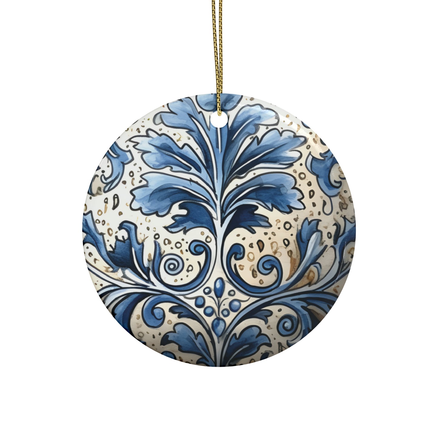 Dusty Blue & Cream Swirl Ceramic Christmas Ornaments (1pcs, 5pcs, 10pcs, 20pcs)