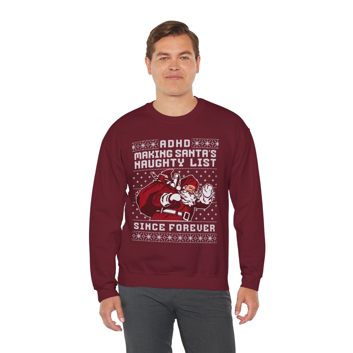 ADHD: Making Santa's Naughty List Since Forever – Unisex Heavy Blend Sweatshirt – Cozy Everyday Warmth