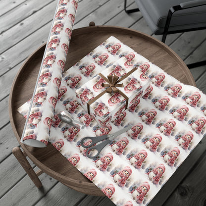 Pink Snow Person - Wrapping Paper - Snowman Christmas Wrap