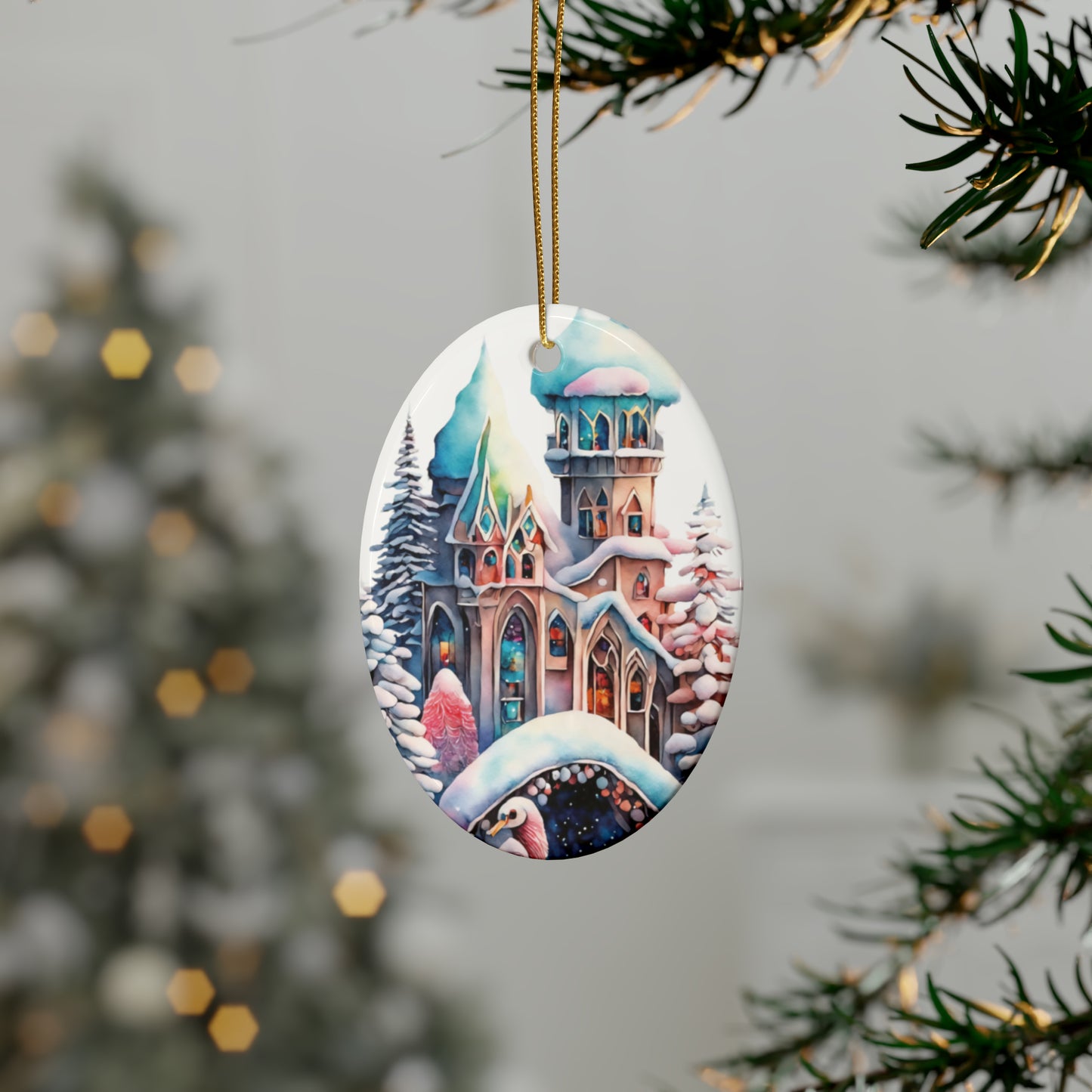 Idyllic Fantasy Christmas Scene | Ceramic Ornaments (1pcs, 5pcs, 10pcs, 20pcs) - 21