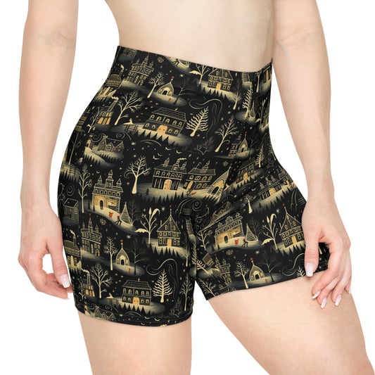 Creepy Winter Night Scene Women's Sleep Shorts