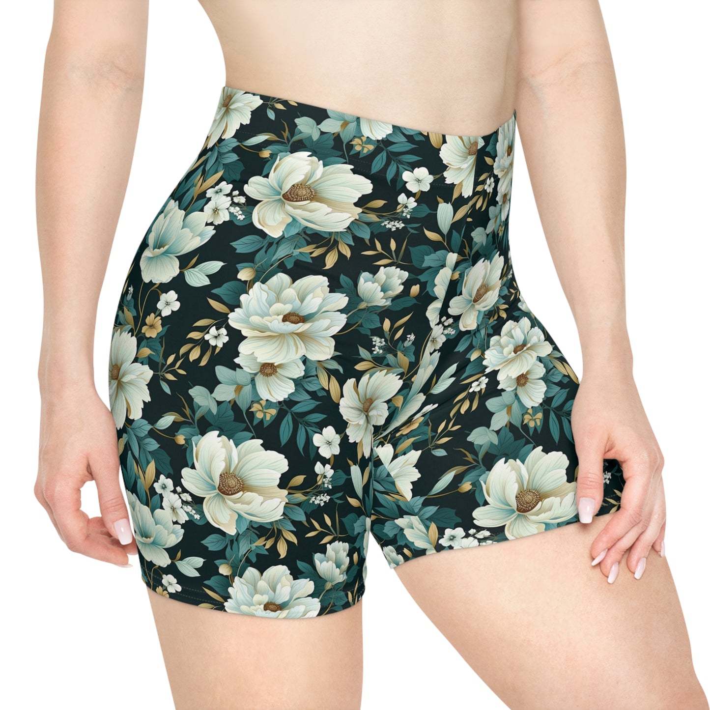 Teal Flower Garden Women's Sleep Shorts