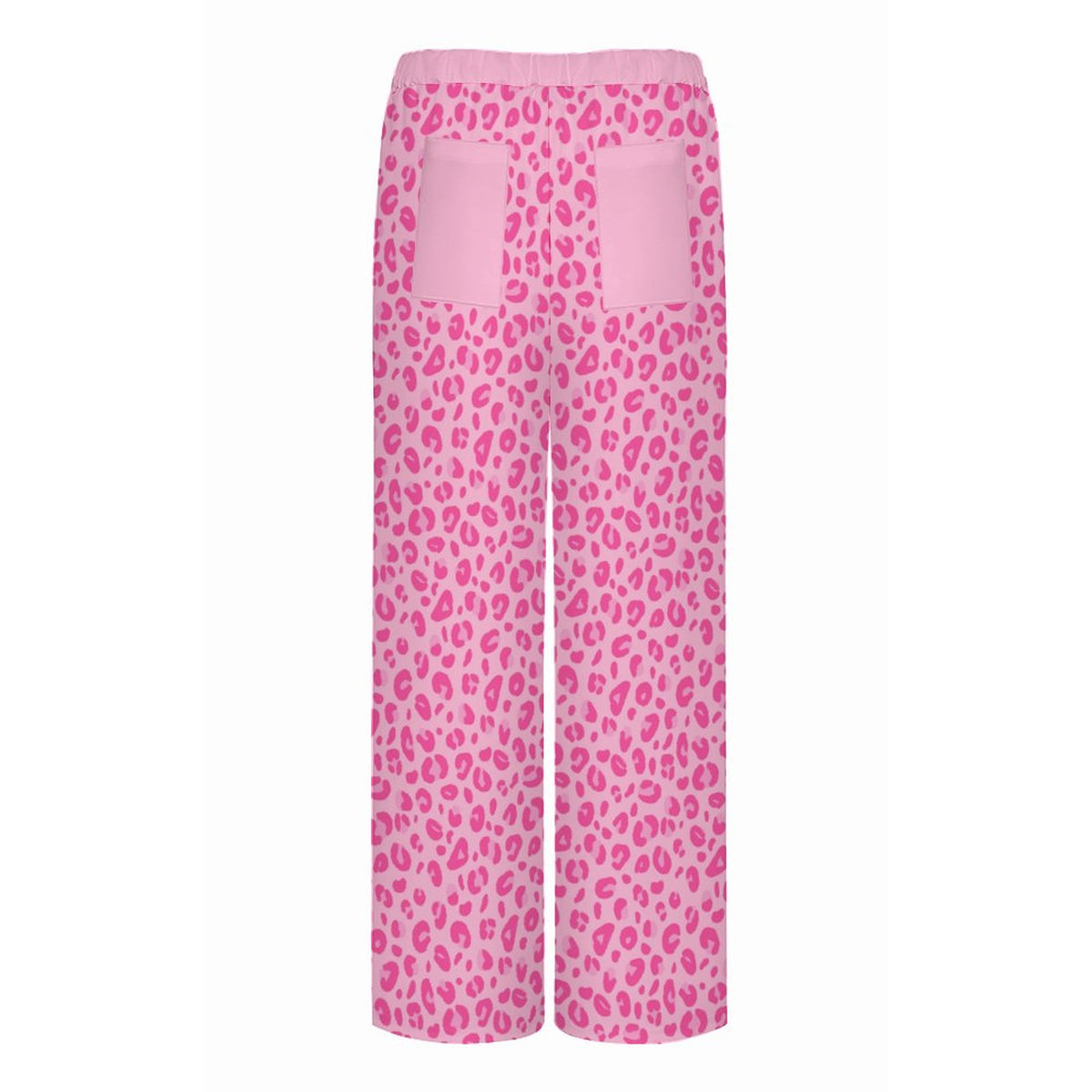 Pink Leopard Print | Women's Straight Wide-Leg Crop Pants